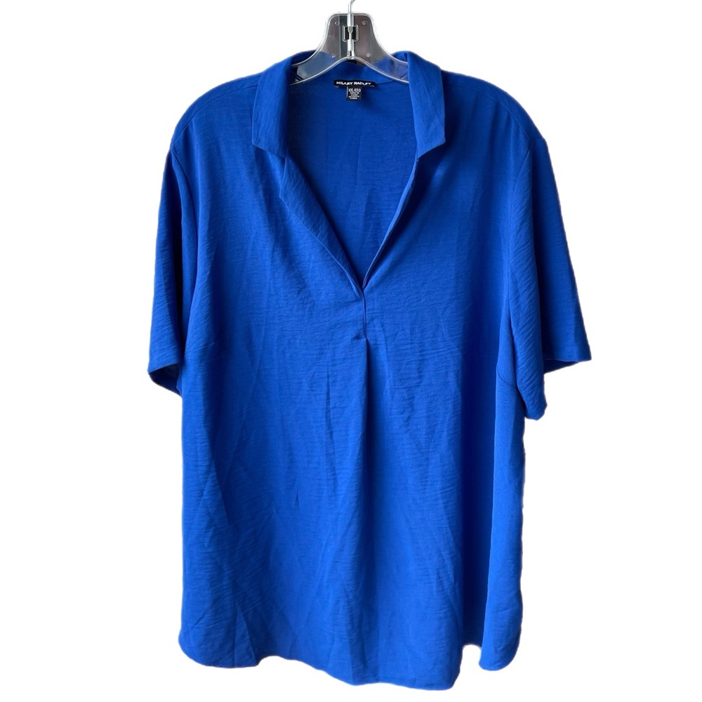 Hilary Radley Women’s Size XXL Royal Blue Stretch Polyester Short Sleeve Shirt